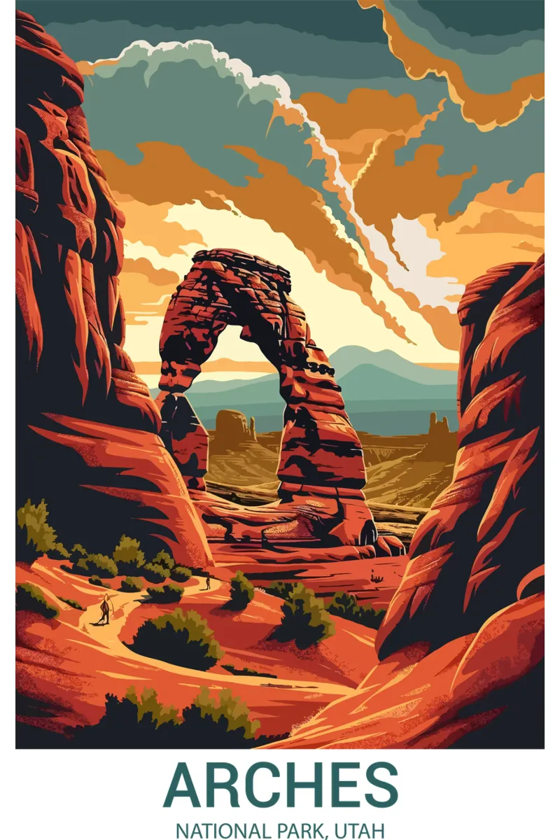 Parco nazionale di Arches, Utah, USA poster con telaio in alluminio da Wanderlust Vibes