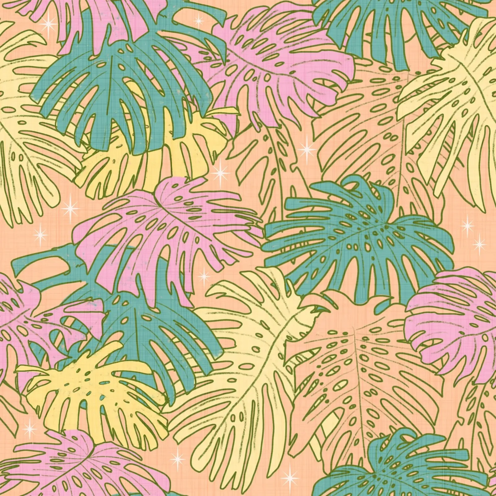 Monstera tropicale pastello - Palm Springs Retro Peach pellicola backlit da susanacosta