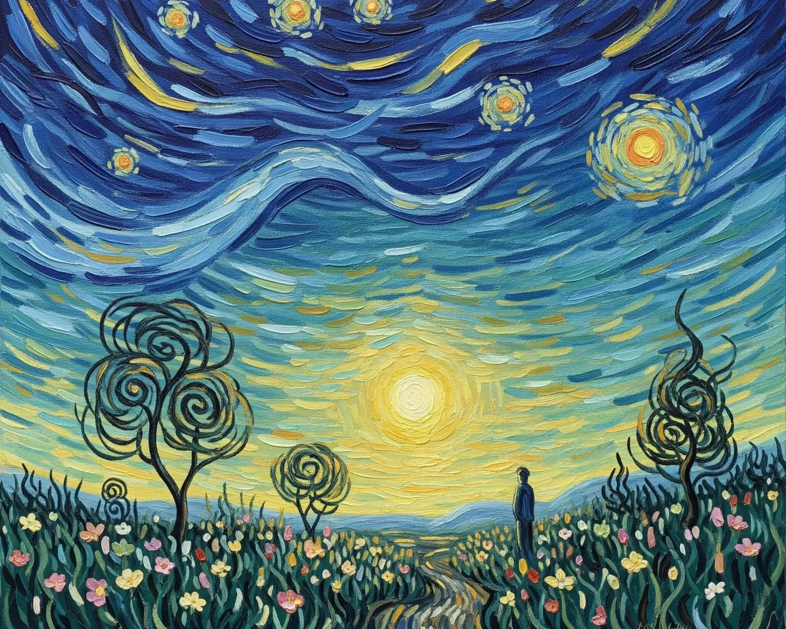 cielo di stelle vorticose poster con telaio in alluminio da NEW LIFE
