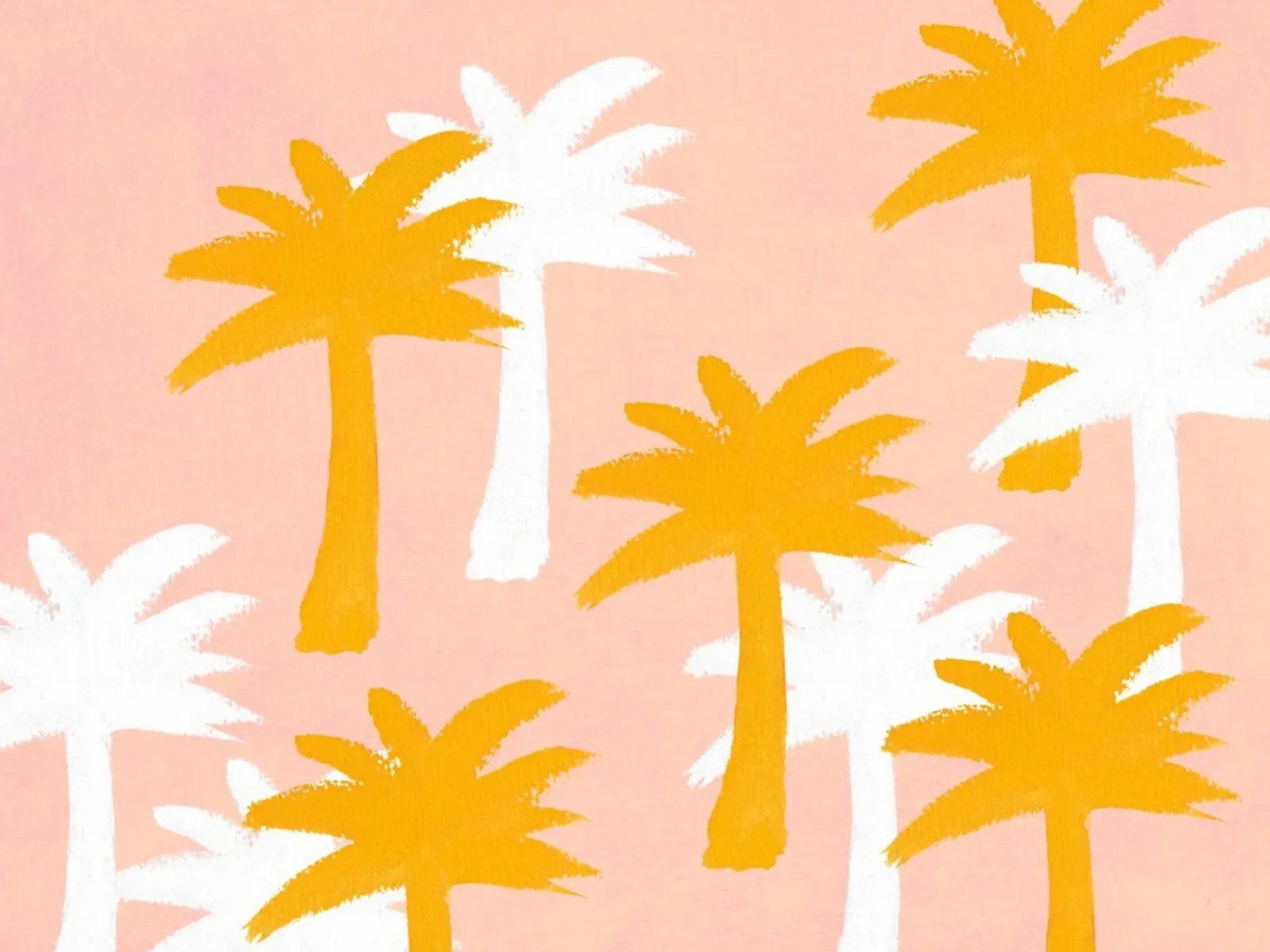 Palm Trees Pattern - Orange Pink alu-dibond by intemporalis