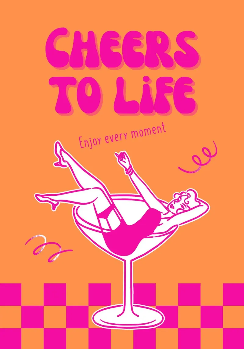 Cheers To Life poster with aluminum frame by DigiWunderwerk