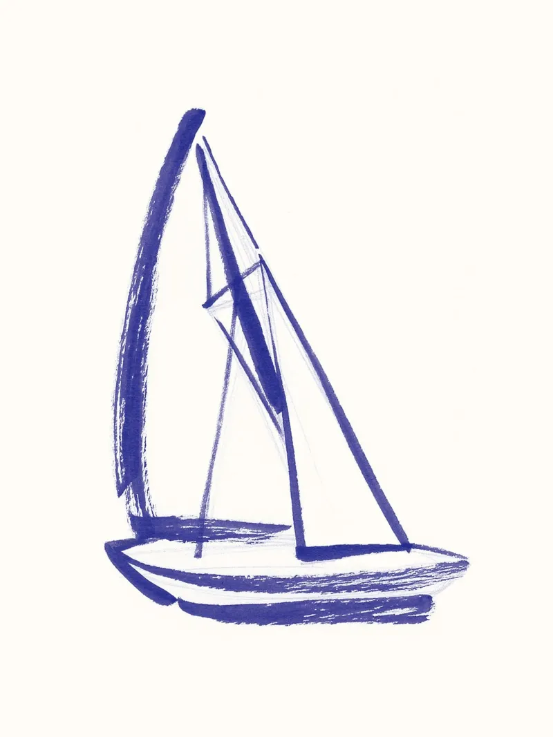 Zeilboot - Wit Blauw canvas van intemporalis