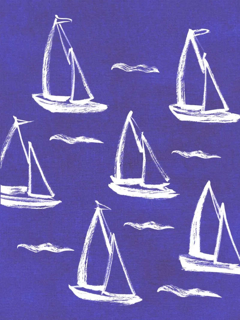 Sailboat Pattern - Navy alu-dibond by intemporalis