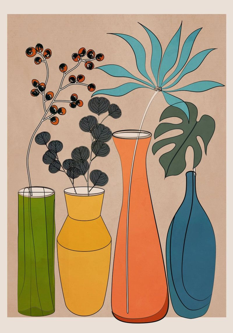 Modern Minimalist Abstract Vases 1 pellicola backlit da Nadjaa