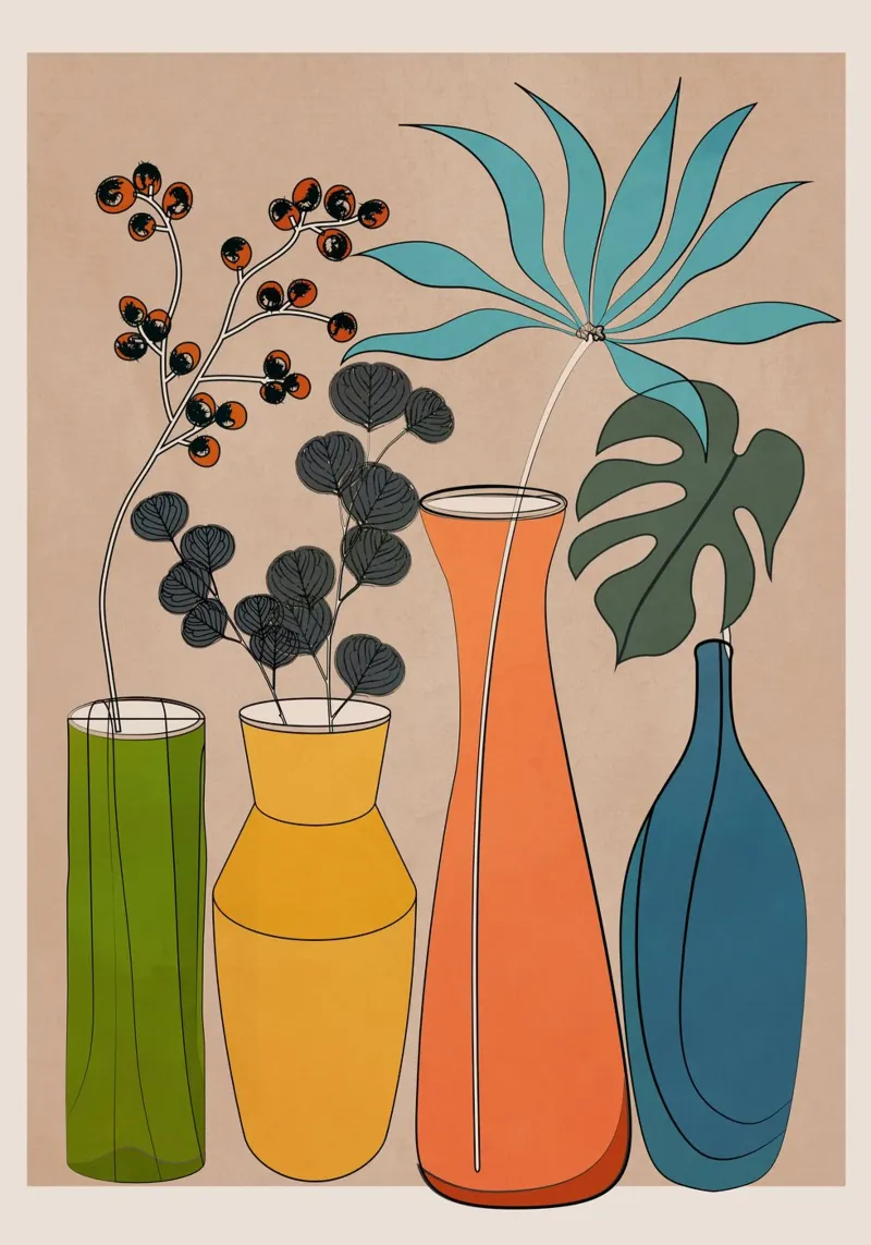 Modern Minimalist Abstract Vases 1 pellicola backlit da Nadjaa