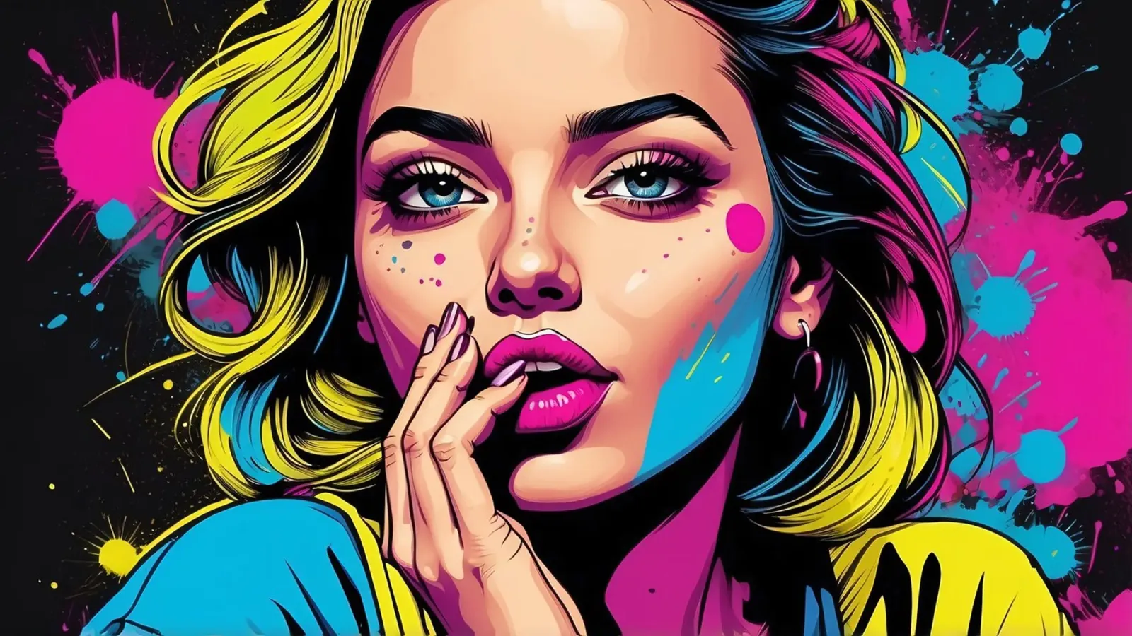 donna che sfoggia un vivace stile pop art con colori di grande effetto pellicola backlit da DesignDoodle