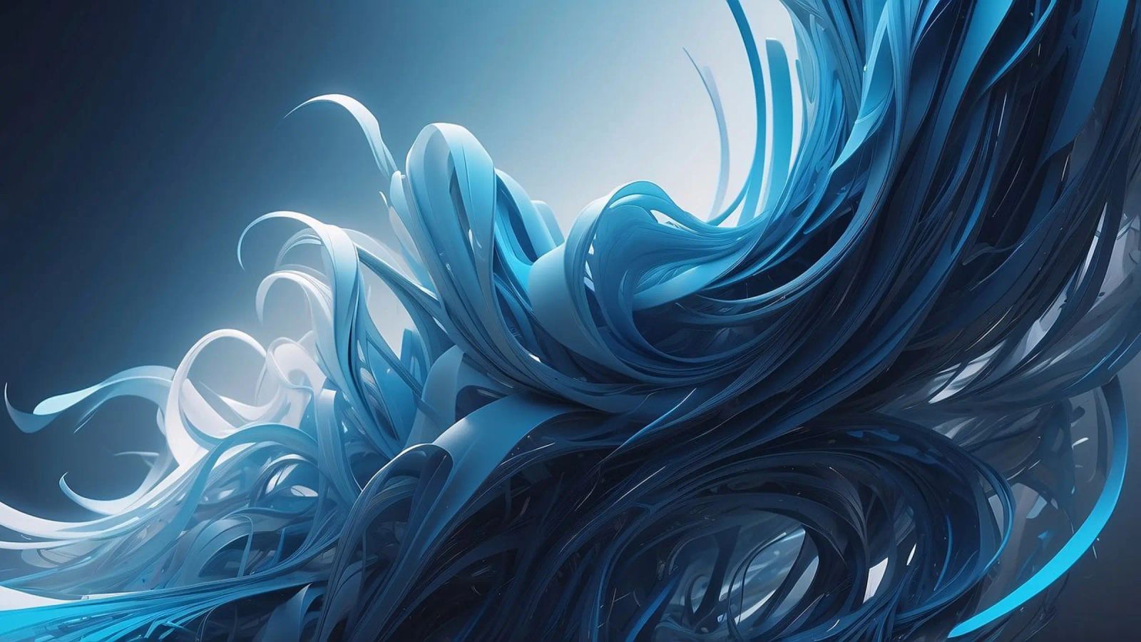 I blu fluenti creano un effetto onda astratto nell'arte dinamica tela da DesignDoodle