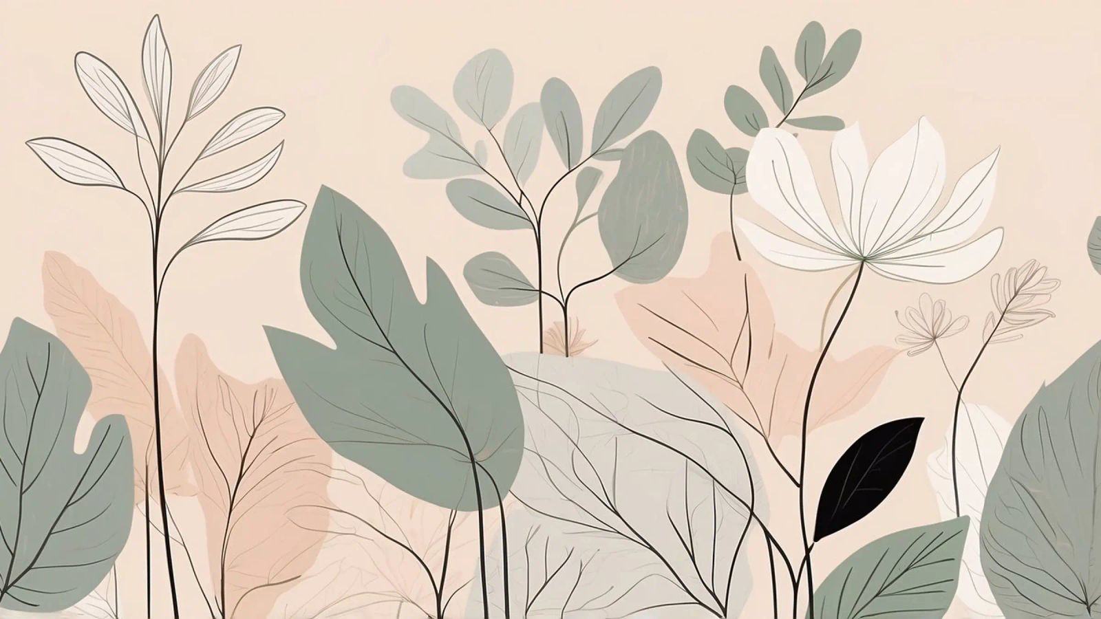 Elegant botanical illustration of various plants art poster by DesignDoodle