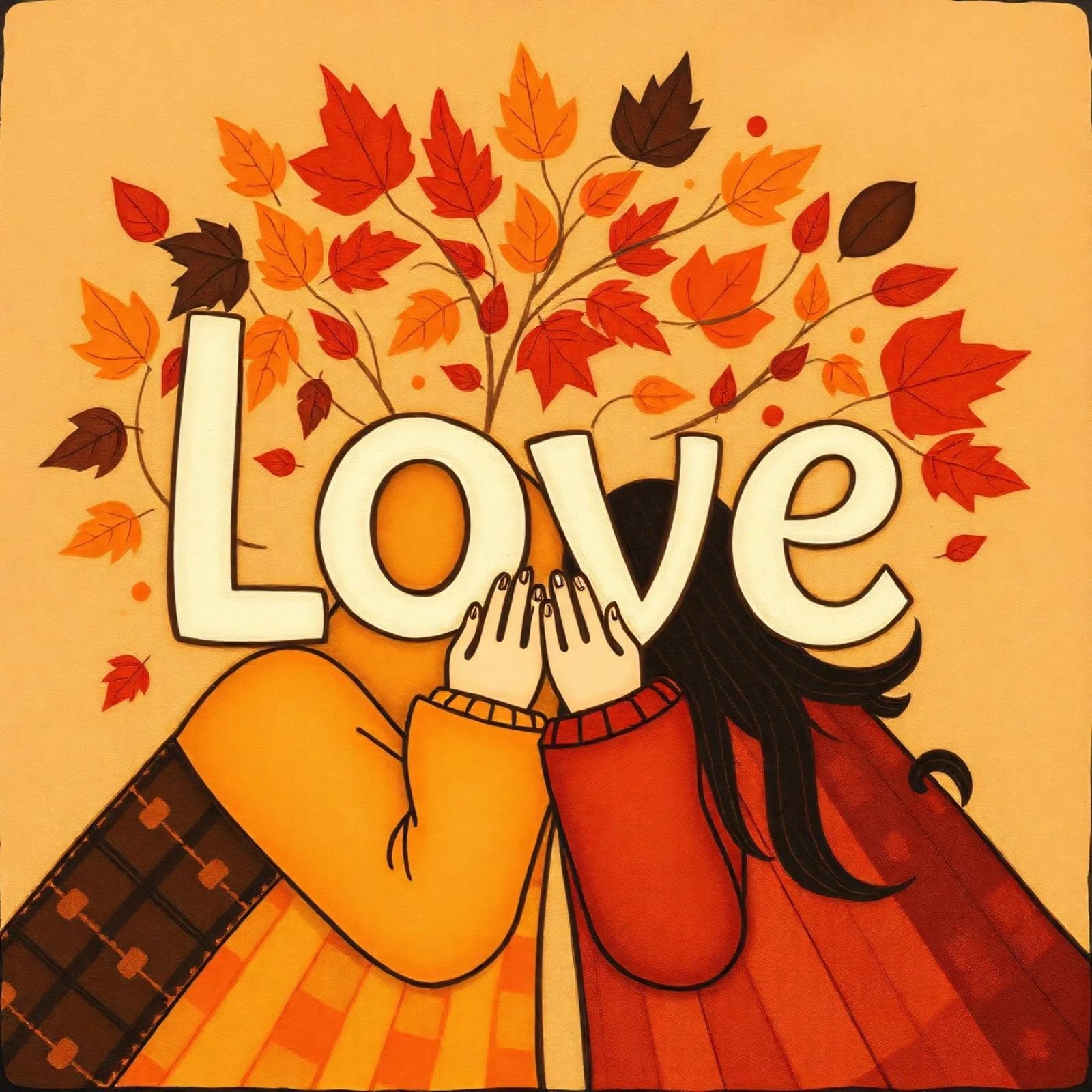 Un'opera d'arte che simboleggia l'unità e l'amore, utilizzando le calde tonalità della terra. pellicola backlit da DesignDoodle