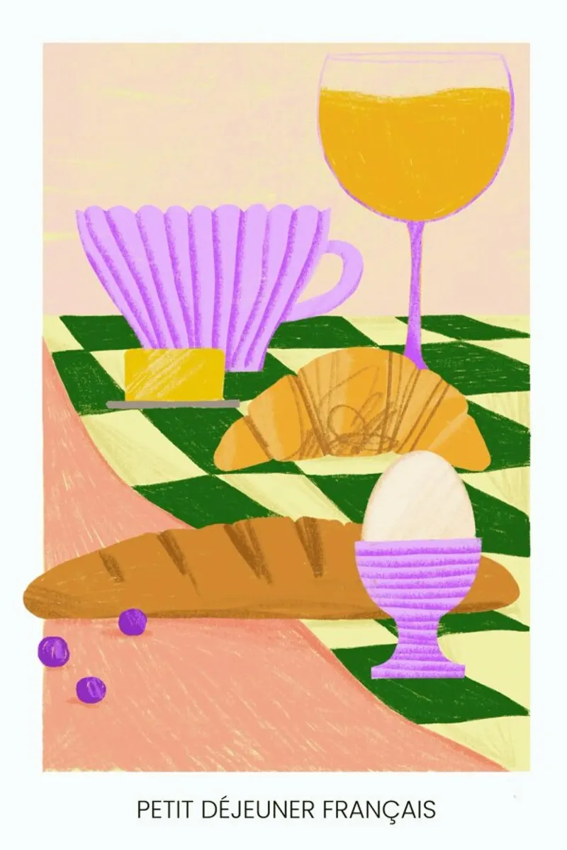 Petit Déjeuner Francais poster con telaio in legno da Studio One