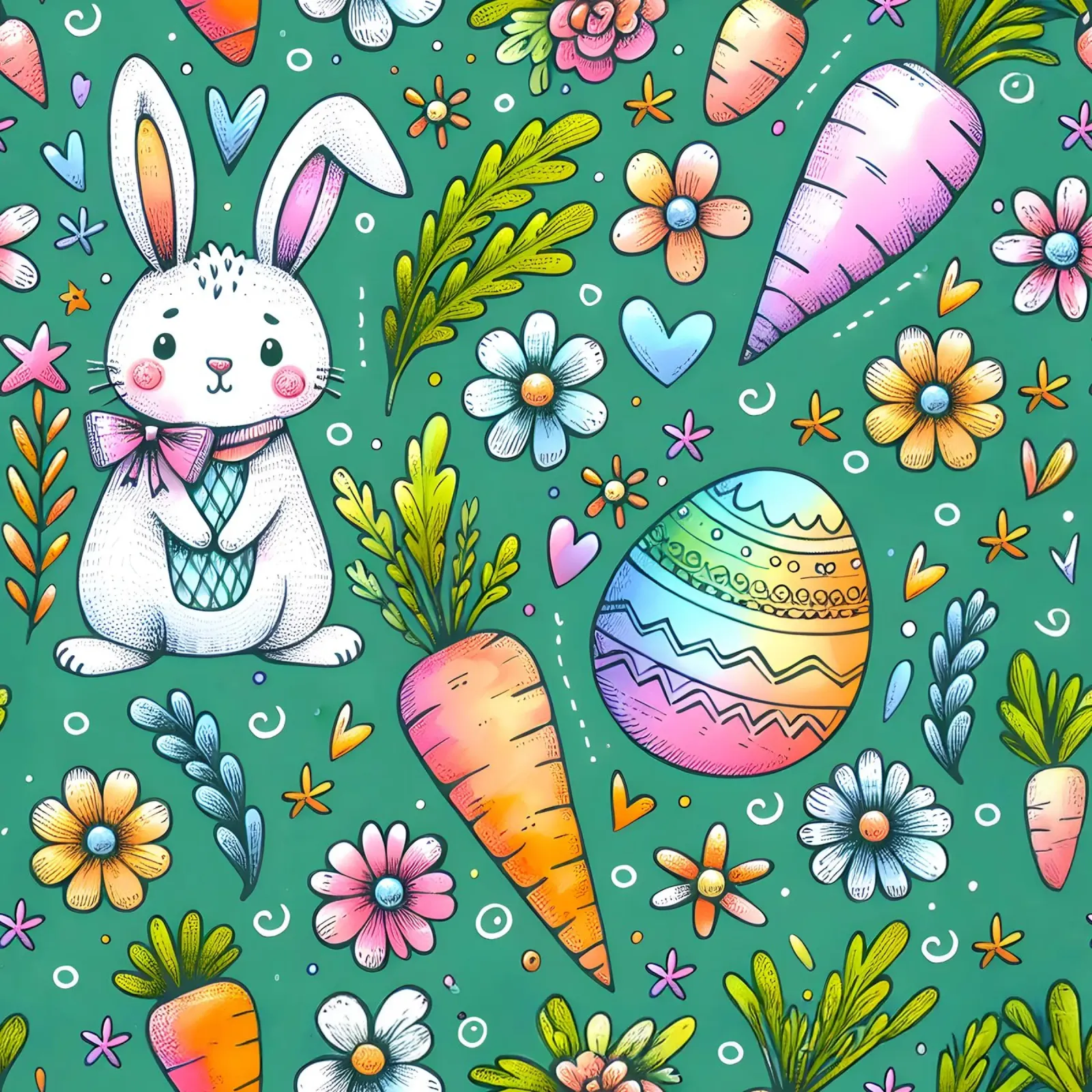 Scarabocchi del coniglietto di Pasqua poster da Happy Littles