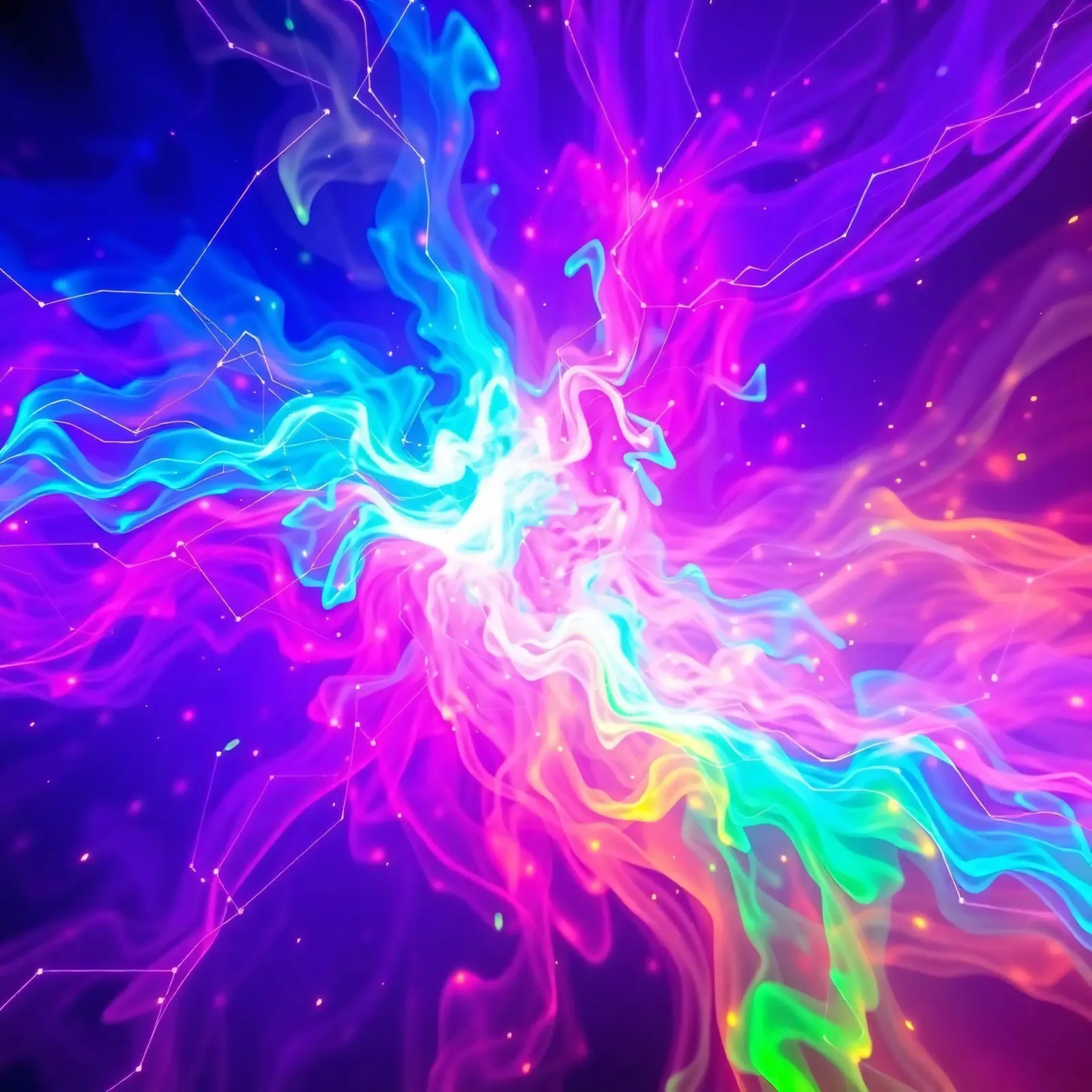 Un tourbillon abstrait et coloré de lumière et d'énergie remplit la toile de fond. plexiglas de DesignDoodle
