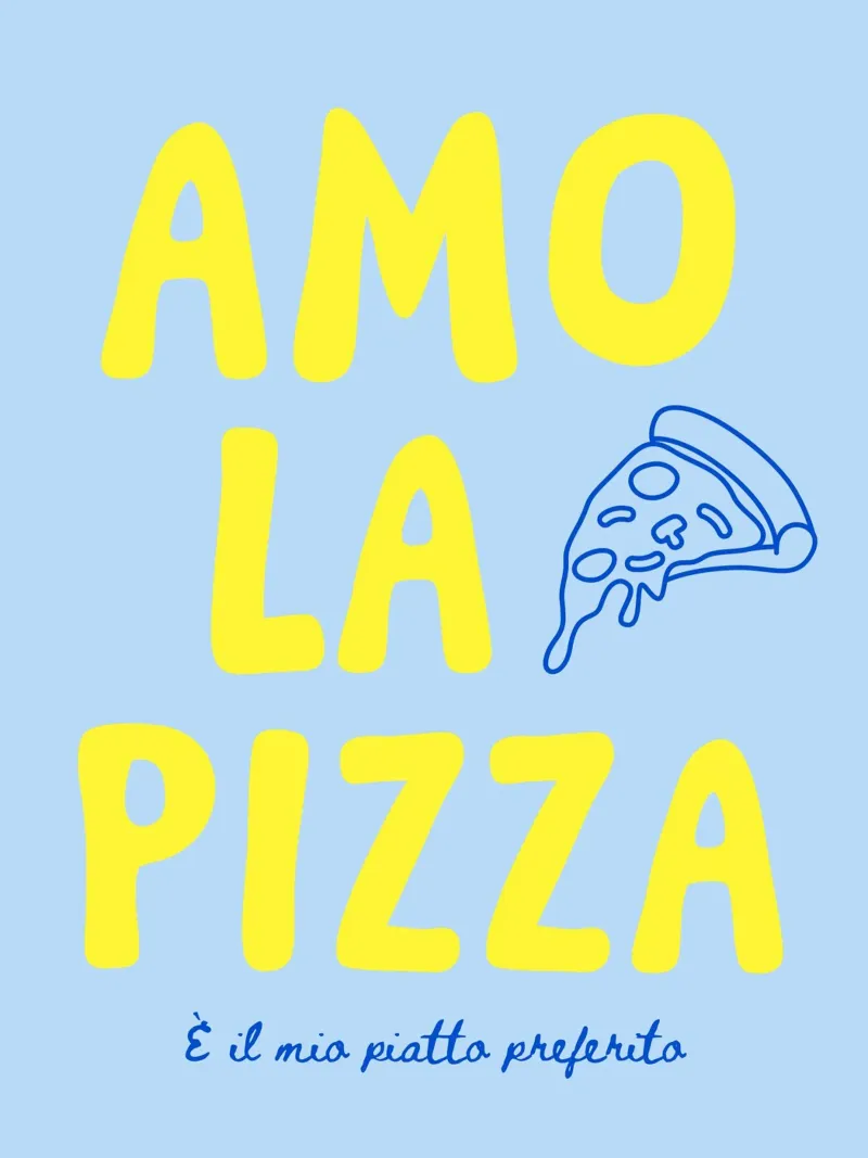 Amo la pizza - verschiedenen Farbvarianten poster con telaio in legno da Ohkimiko