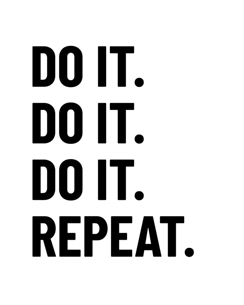 Motivation: Do it. Repeat. black. Inspiration. pellicola backlit da RB-Quotes