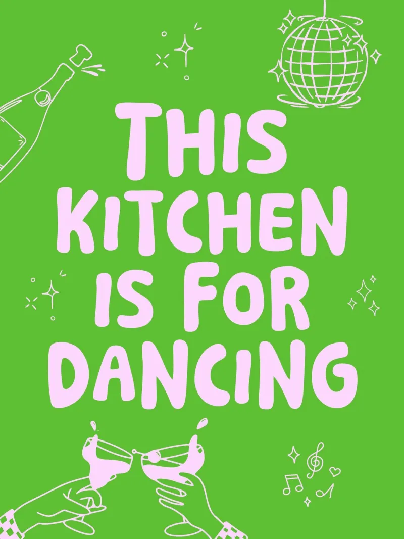This kitchen is for dancing - mehrerer Farbvarianten poster con telaio in legno da Ohkimiko