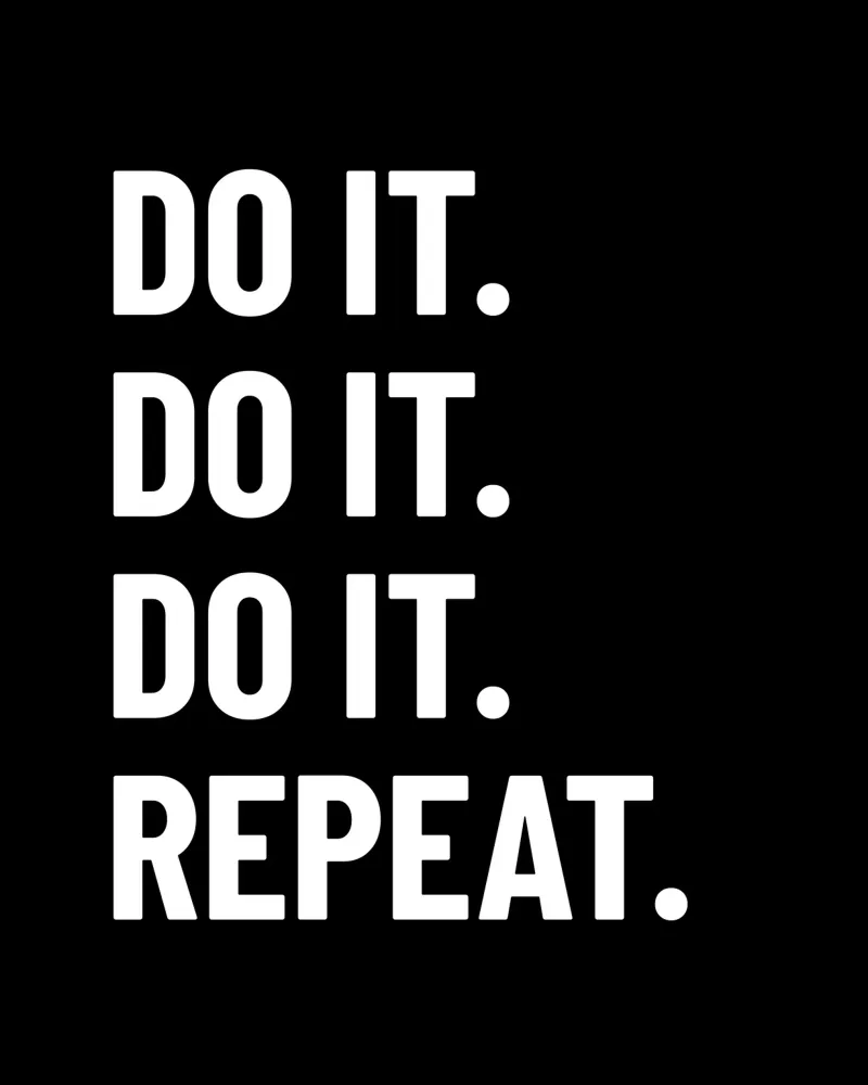 Motivation: Do it. Repeat. white. Inspiration. pellicola backlit da RB-Quotes
