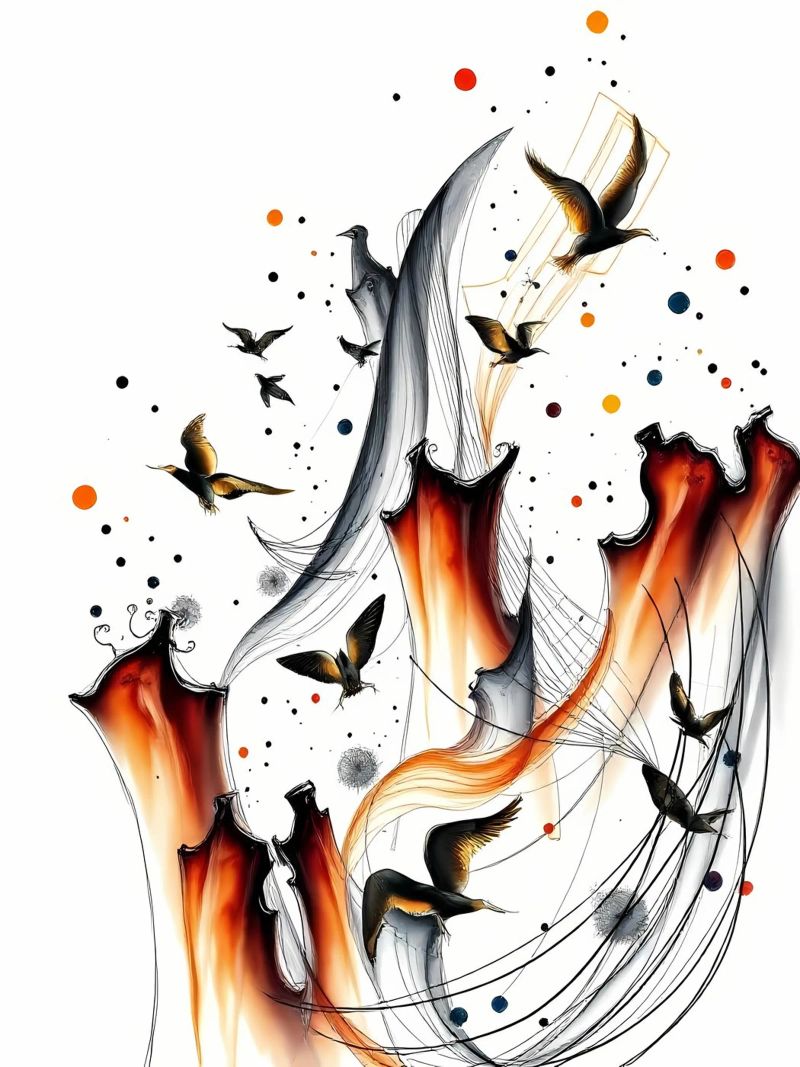 Abstrakt Vogelschiff poster de kosinsart.gallery