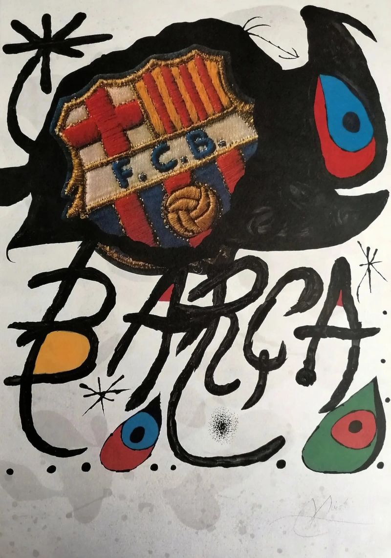 Joan Miro Lithographie signée et numérotée du Fc Barcelone poster de phillipp veisenberg