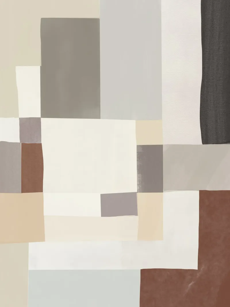 Zachte pastel abstracte compositie canvas van Little Dean