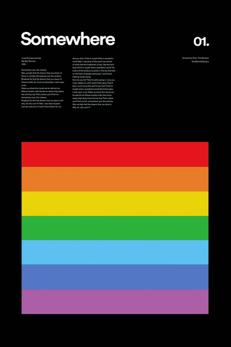 Somewhere over the Rainbow 01 poster con telaio in plastica da Nick Barclay