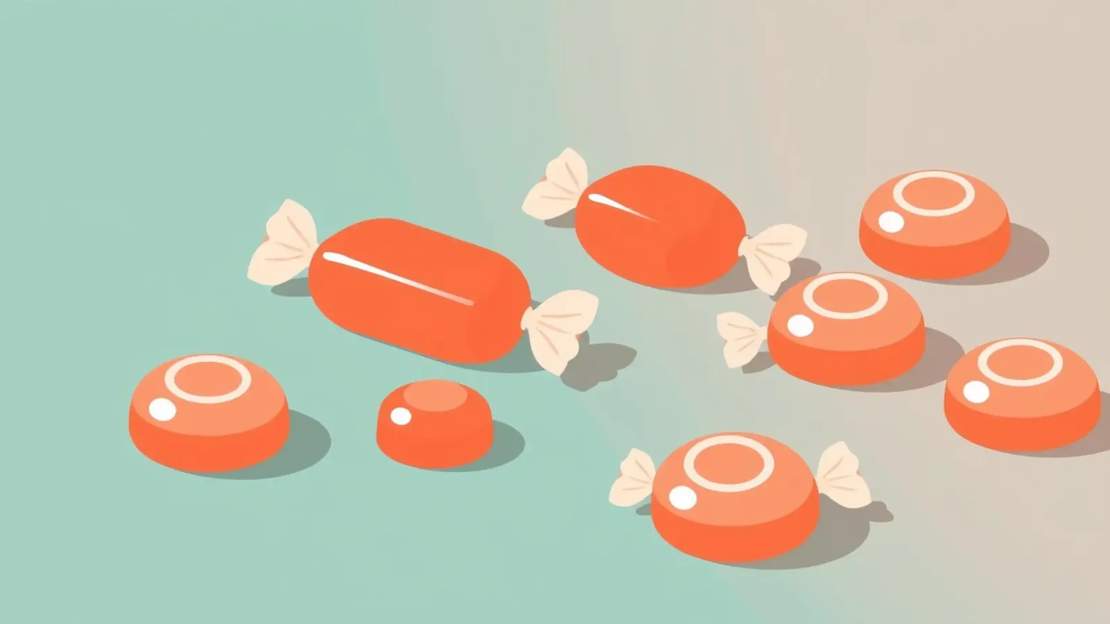 Moderne vlakke ontwerpillustratie geleisnoepjes pastelkleuren canvas van DesignDoodle