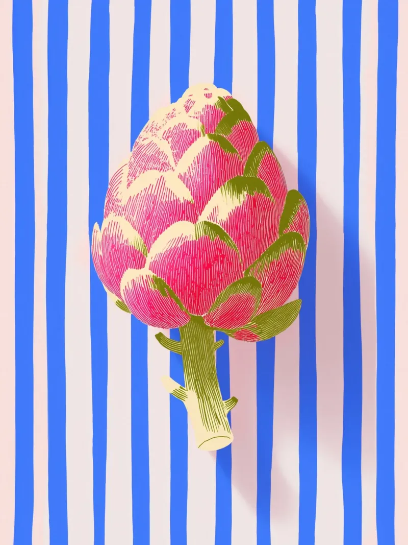 Artichoke Loves Stripes acrylic glass by Carinaprint