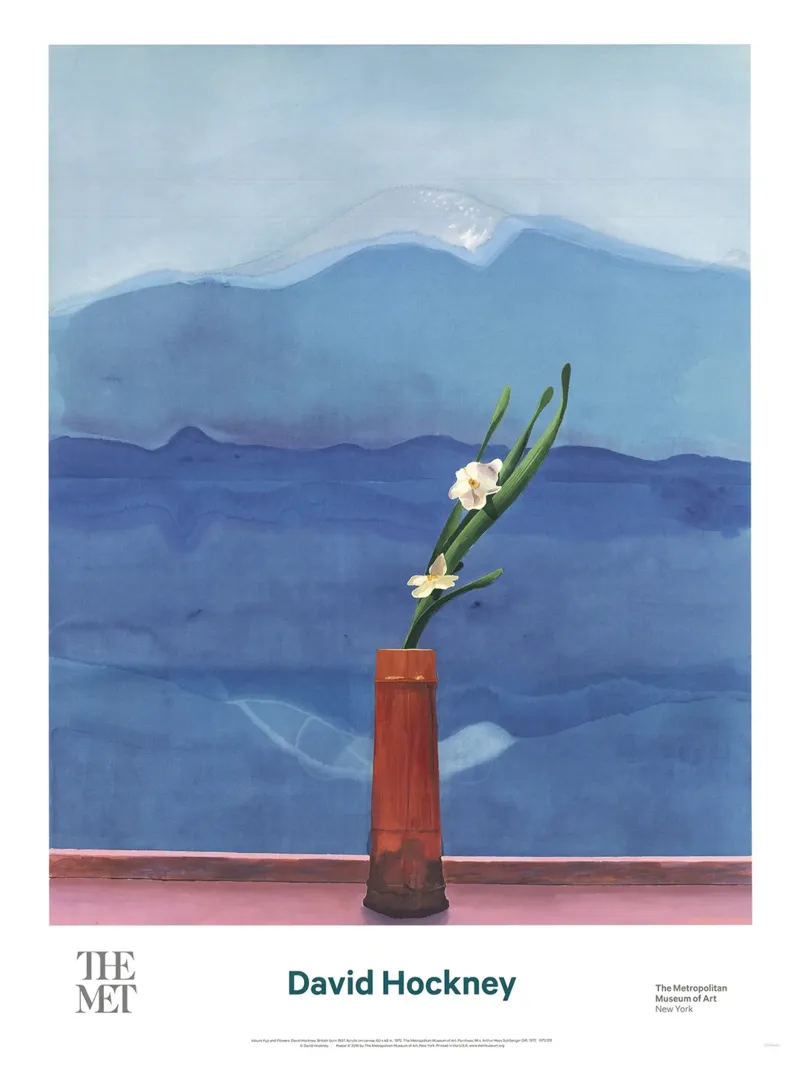 monte fuji e fiori poster con telaio in alluminio da khanrosie