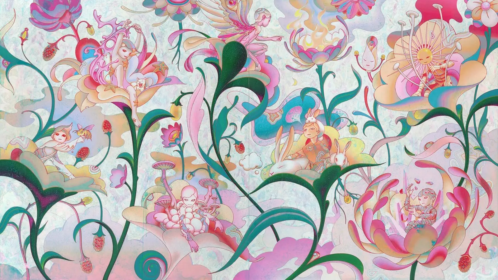 James Jean BTS Groep Tuin acryl van Kunzeworld