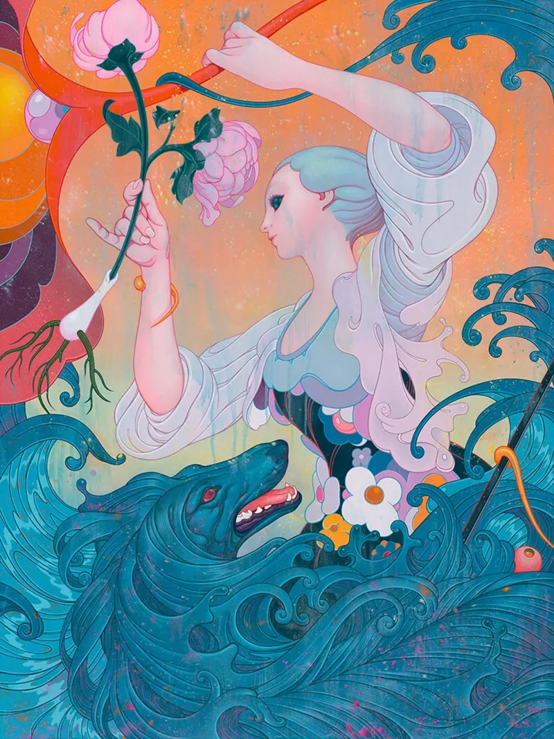 James Jean Fiore La signora e il lupo pellicola backlit da Kunzeworld