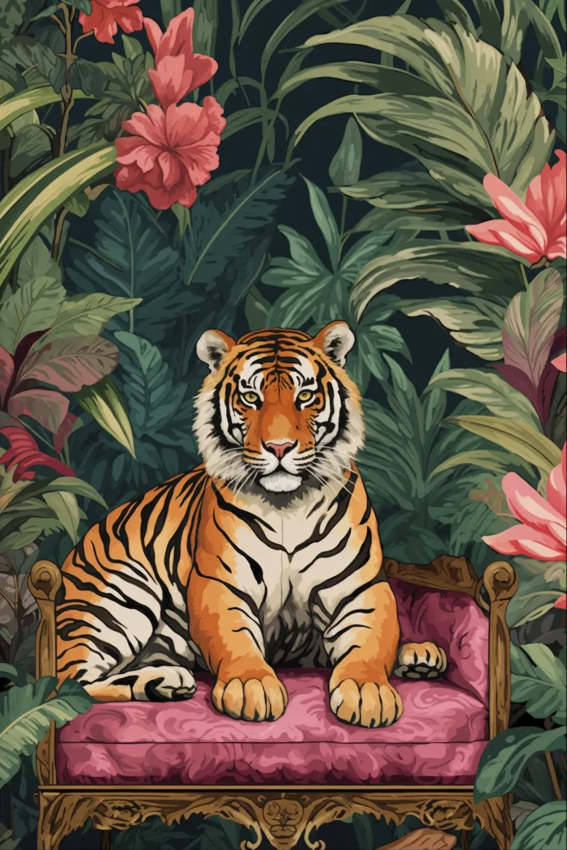 Salone della giungla tropicale delle tigri carta hahnemühle da Andrea Haase Modern Home