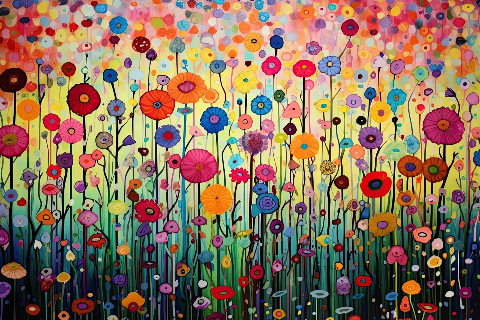 Flores abstractas de verano metacrilato de Imagine
