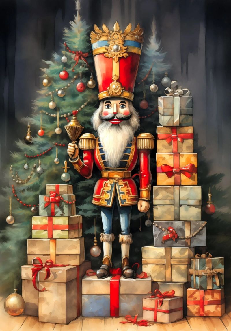 Kerst Notenkraker poster met aluminium frame van Fleur de Lys