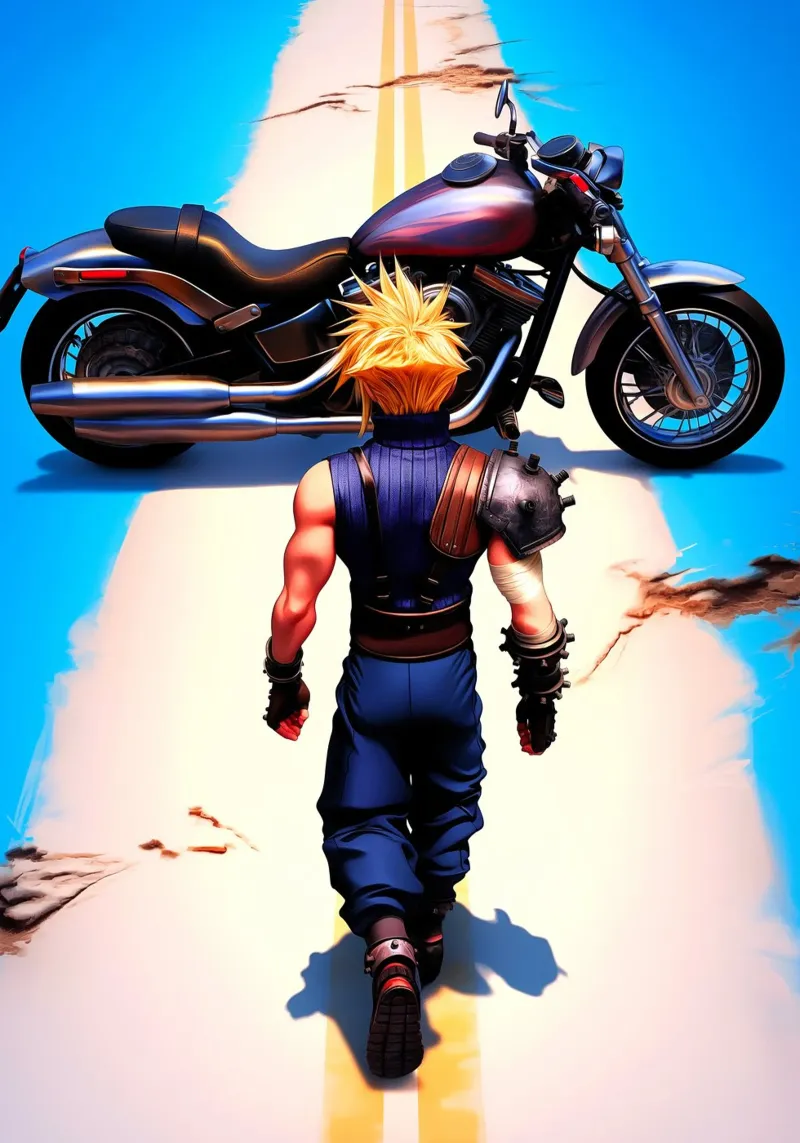 Cloud Strife Final Fantasy VII poster con marco de plástico de Fleur de Lys