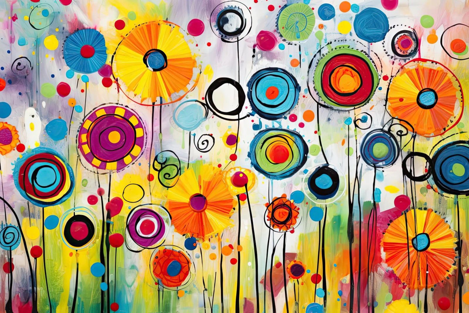 Abstrakte Sommerblumen Leinwand von Imagine