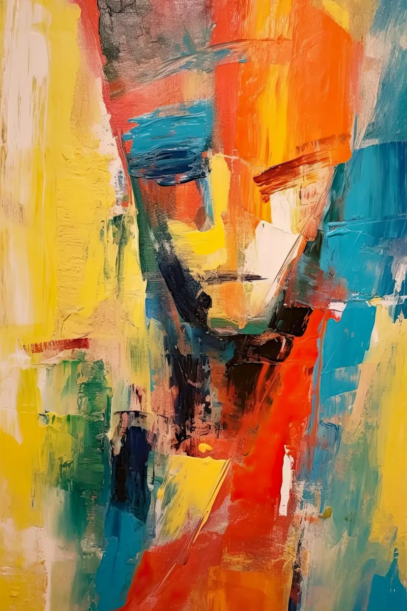 Abstract gezicht canvas met Baklijst van Imagine