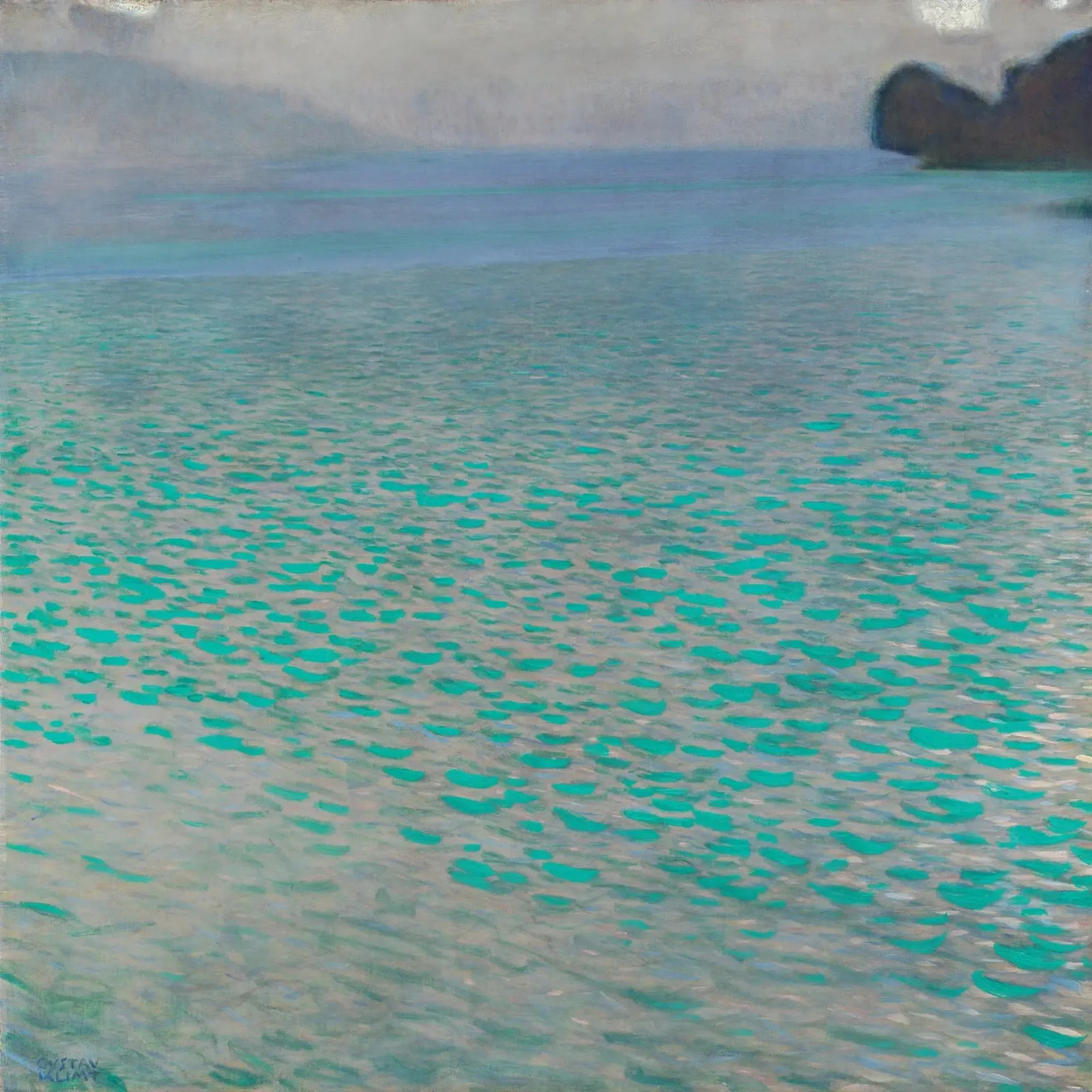 Klimt's "Attersee" - Modernist Lake, Impressionism, Abstract canvas with Floater frame by ClubArt