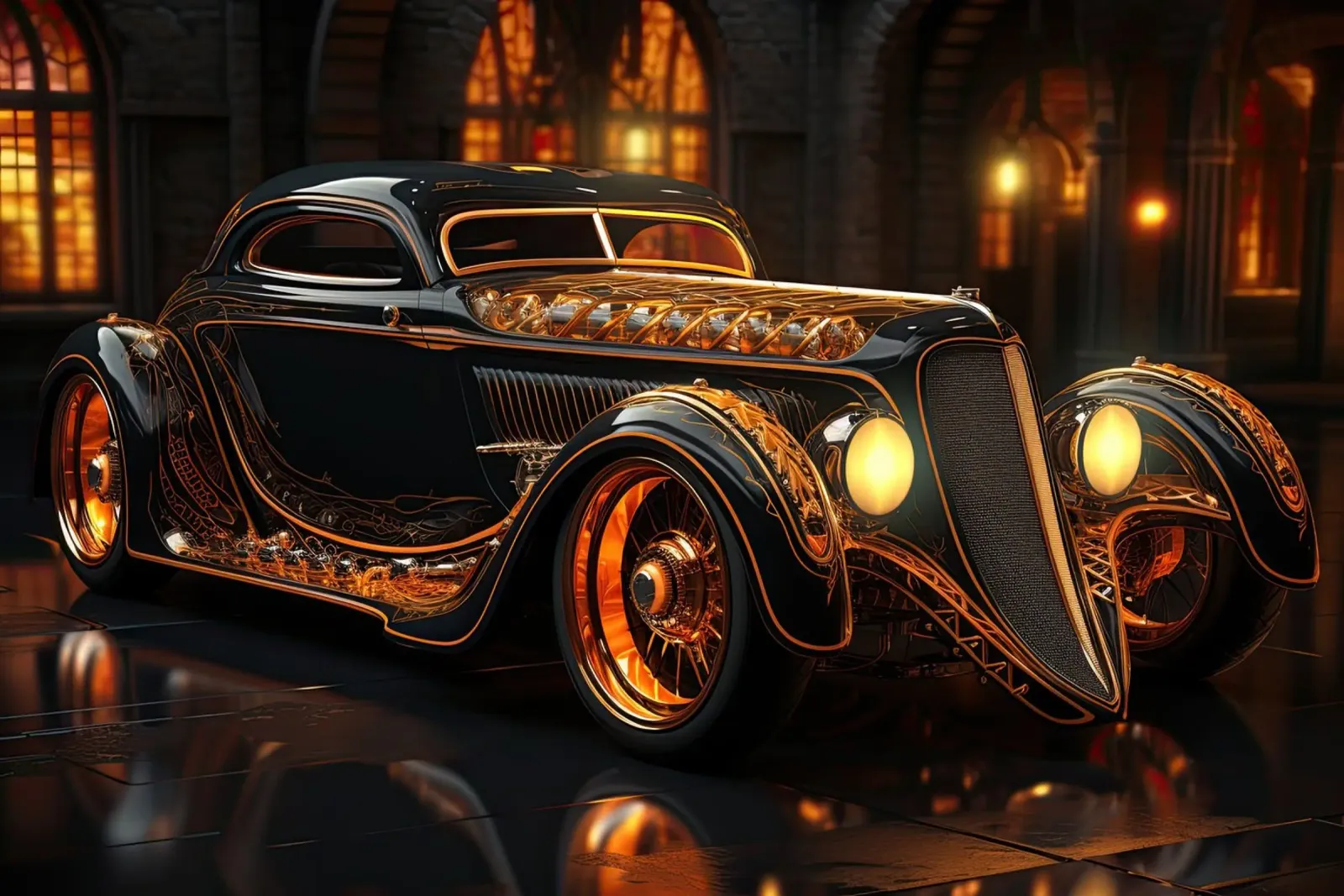 Hotrod auto d'epoca pellicola backlit da Imagine