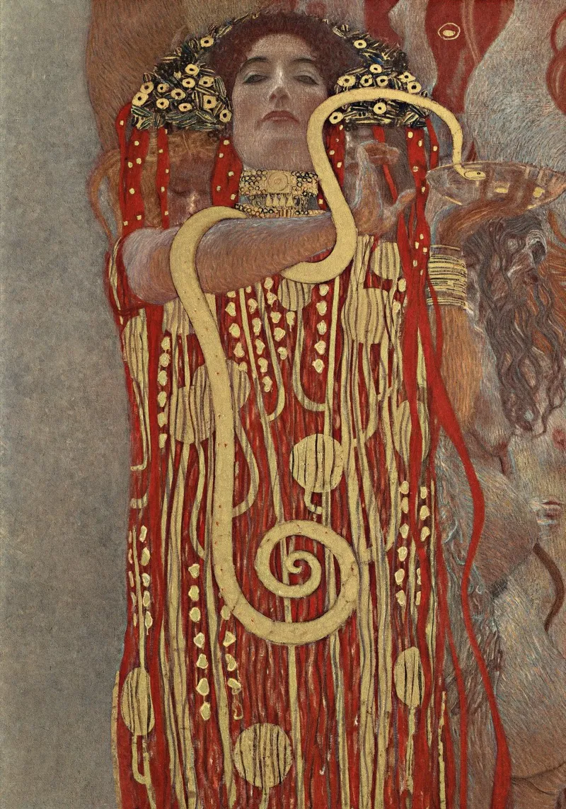Klimt's "Hygieia" - Symbolism, Mythology, Golden Age Allegor Leinwand mit Schattenfugenrahmen von ClubArt