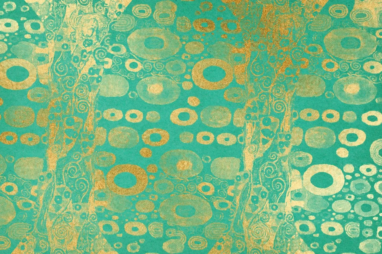 Klimt Inspired - Abstract Gold & Teal, Art Nouveau Pattern, canvas by ClubArt