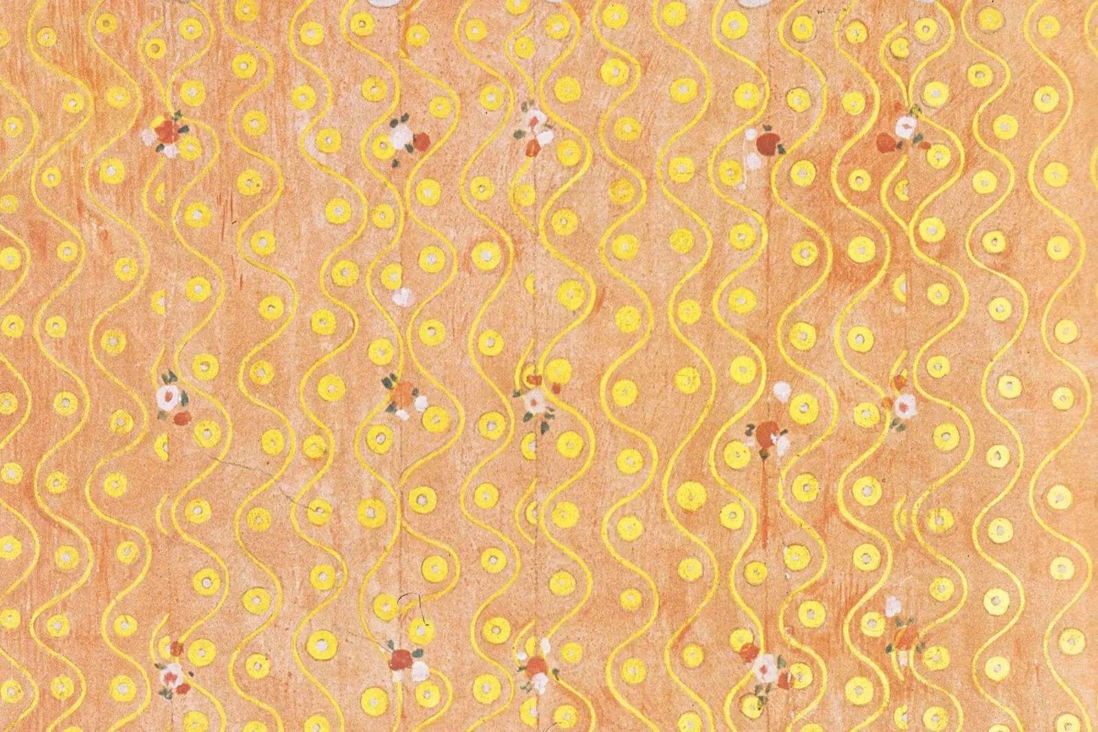 Ispirato a Klimt - Motivo arancione e oro, motivo floreale Art Nouveau S poster con telaio in legno da ClubArt