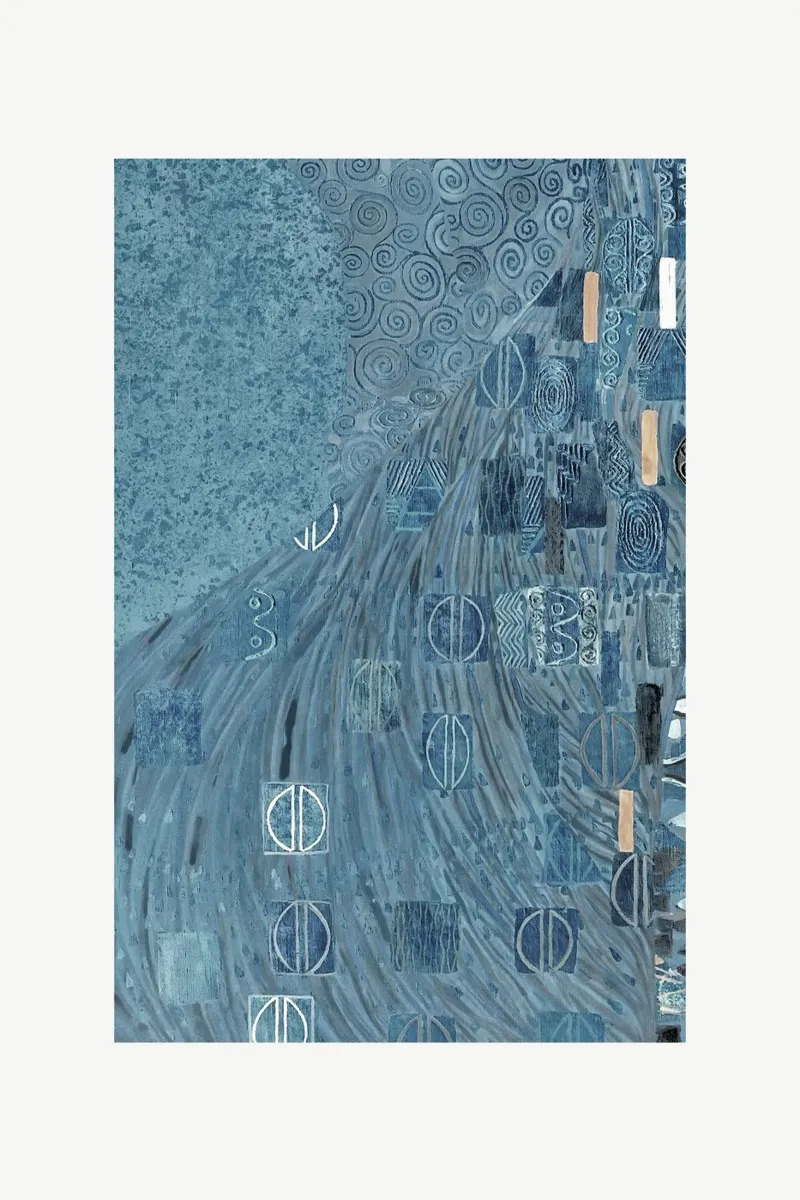 Klimt Inspired - Blue Wave Abstract, Art Nouveau Pattern, Tr canvas by ClubArt