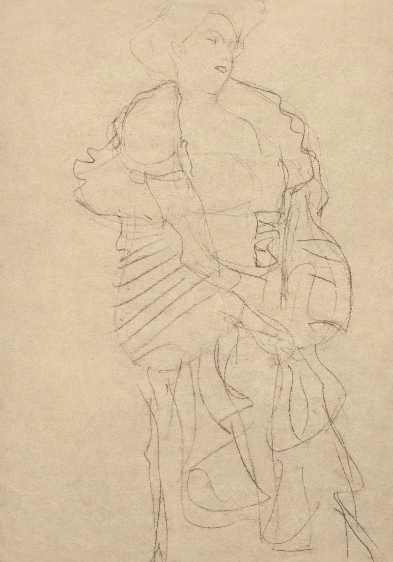 Klimt's "Hermine Gallia Study" - Expressive Line Art, Fashio Hahnemühle von ClubArt