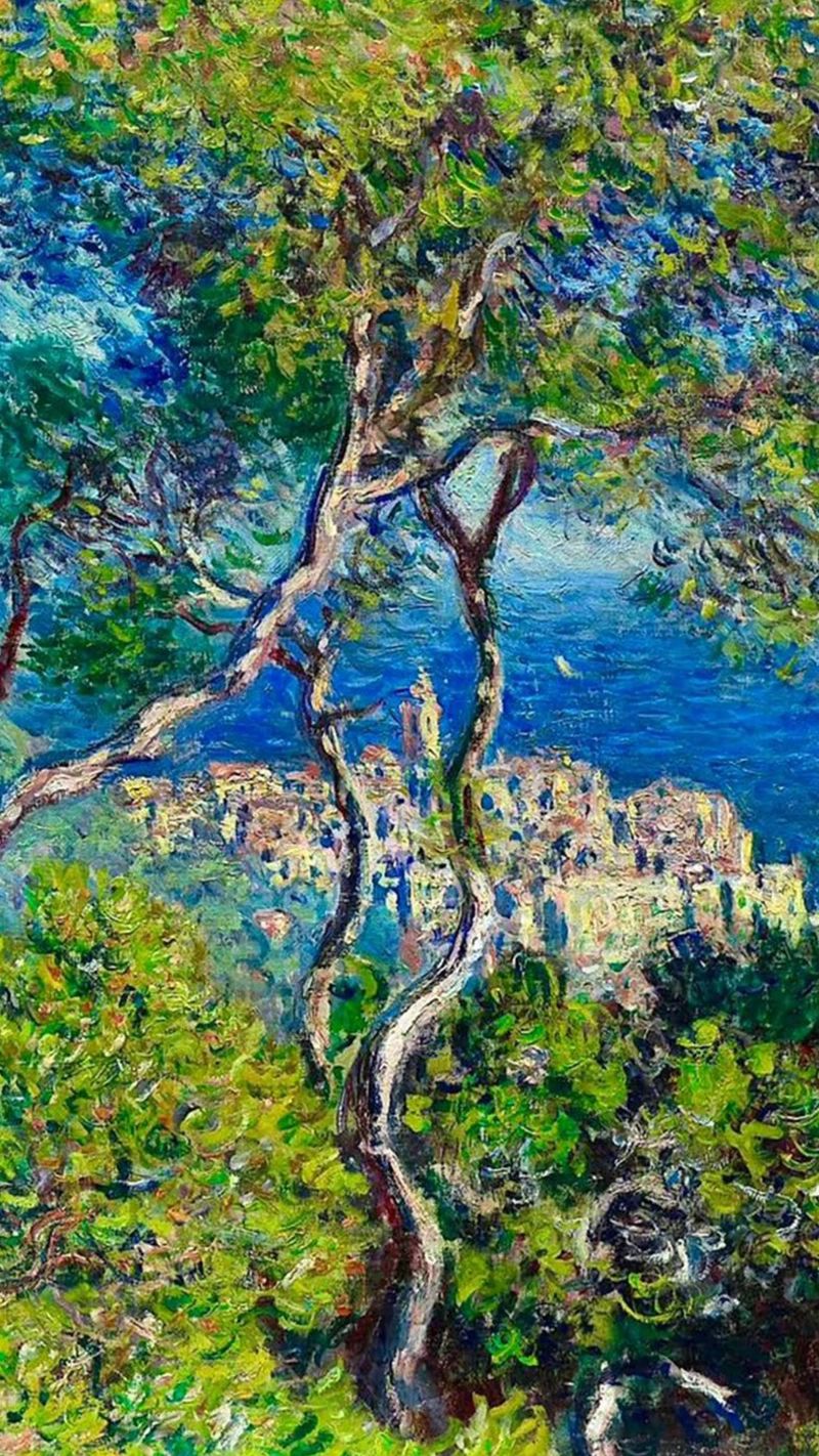 Vue des bâtiments d'un village au bord de la mer par Claude Monet poster de belong shop
