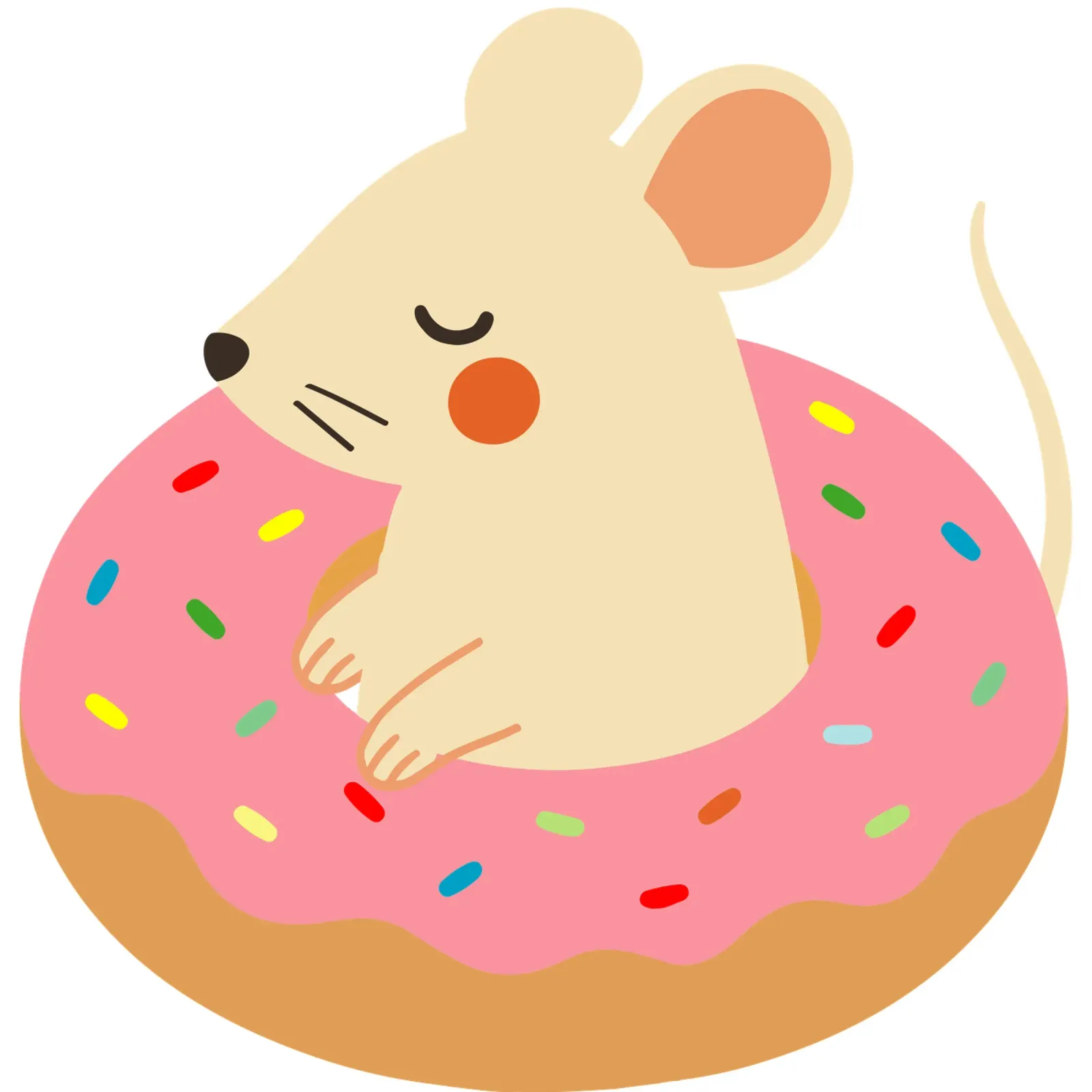 Douce souris dans un beignet - Illustration animalière ludique hahnemühle de namosh