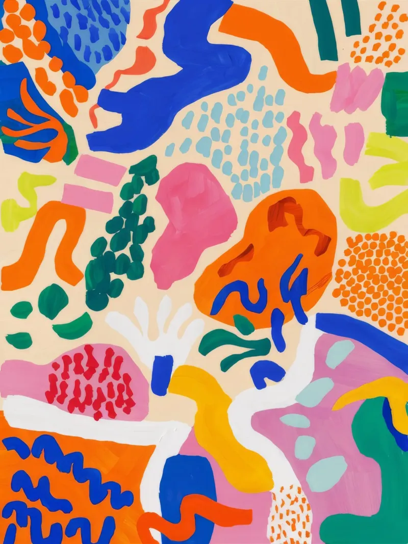Speelse organische symfonie canvas met Baklijst van Zep Layers