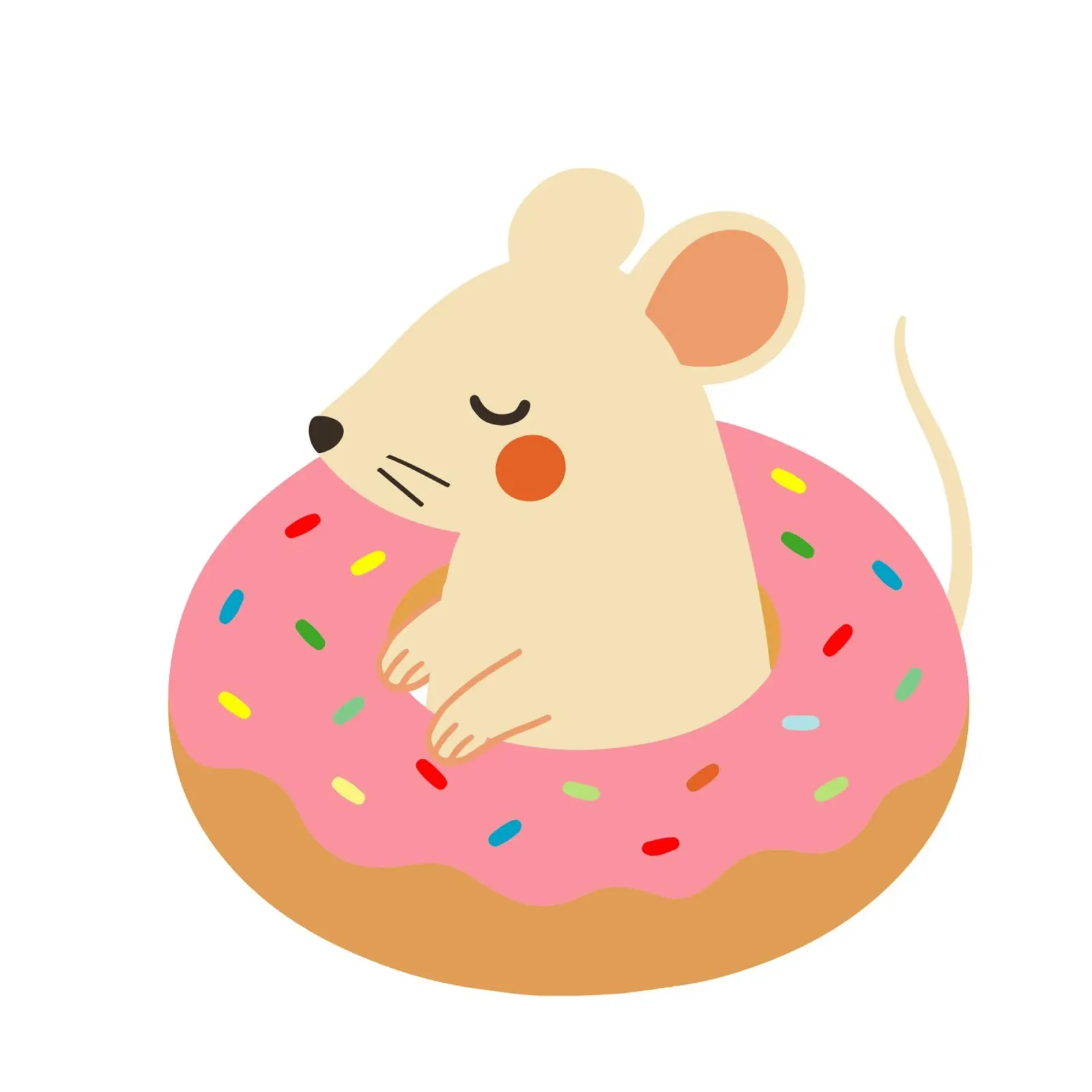 Cute mouse in a donut - Playful animal illustration hahnemühle by namosh