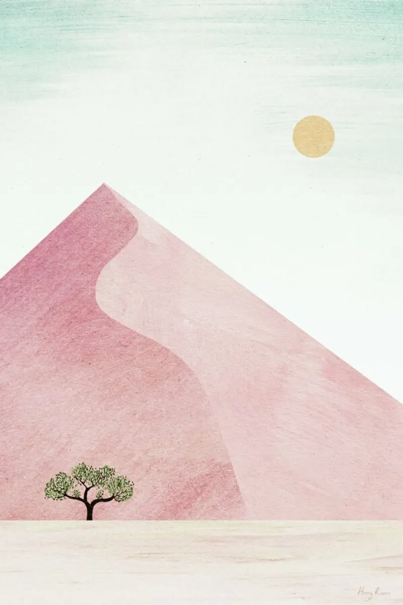 Pink Dune poster con telaio in legno da Henry Rivers