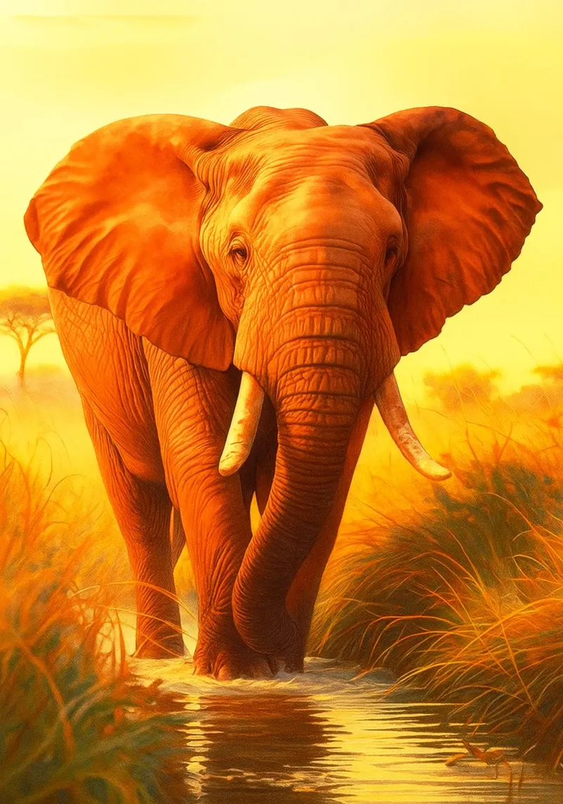 Elefante attraversa un piccolo fiume pellicola backlit da kukupuu