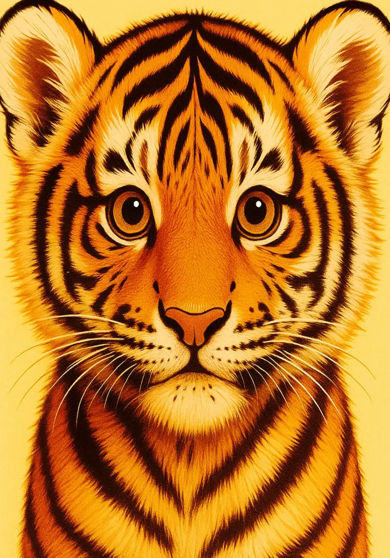 Funny Baby Tiger Face hahnemühle by kukupuu