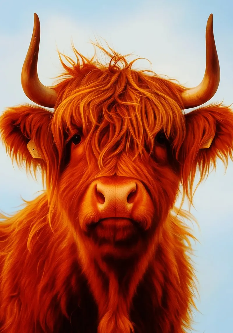 Faccia di mucca Highland poster con telaio in legno da kukupuu